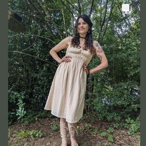 Elegant Cream Sleeveless Dress